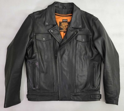 Milwaukee Black Leather Zip Out Liner Conceal Pockets Motorcycle Biker Jacket L