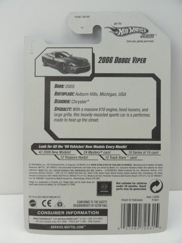 2009 Hot Wheels Dream Garage #1 2006 Dodge Viper (Gray) - Picture 6 of 6