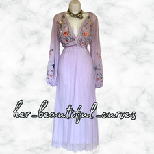 ASOS EMBROIDERED FLORAL PLEATED MIDI WEDDING OCCASION PARTY DRESS SIZE 16