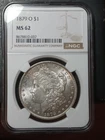 1879-O Morgan Silver Dollar $1-Graded NGC MS-62/NICE BETTER DATE!Light Toning!PQ