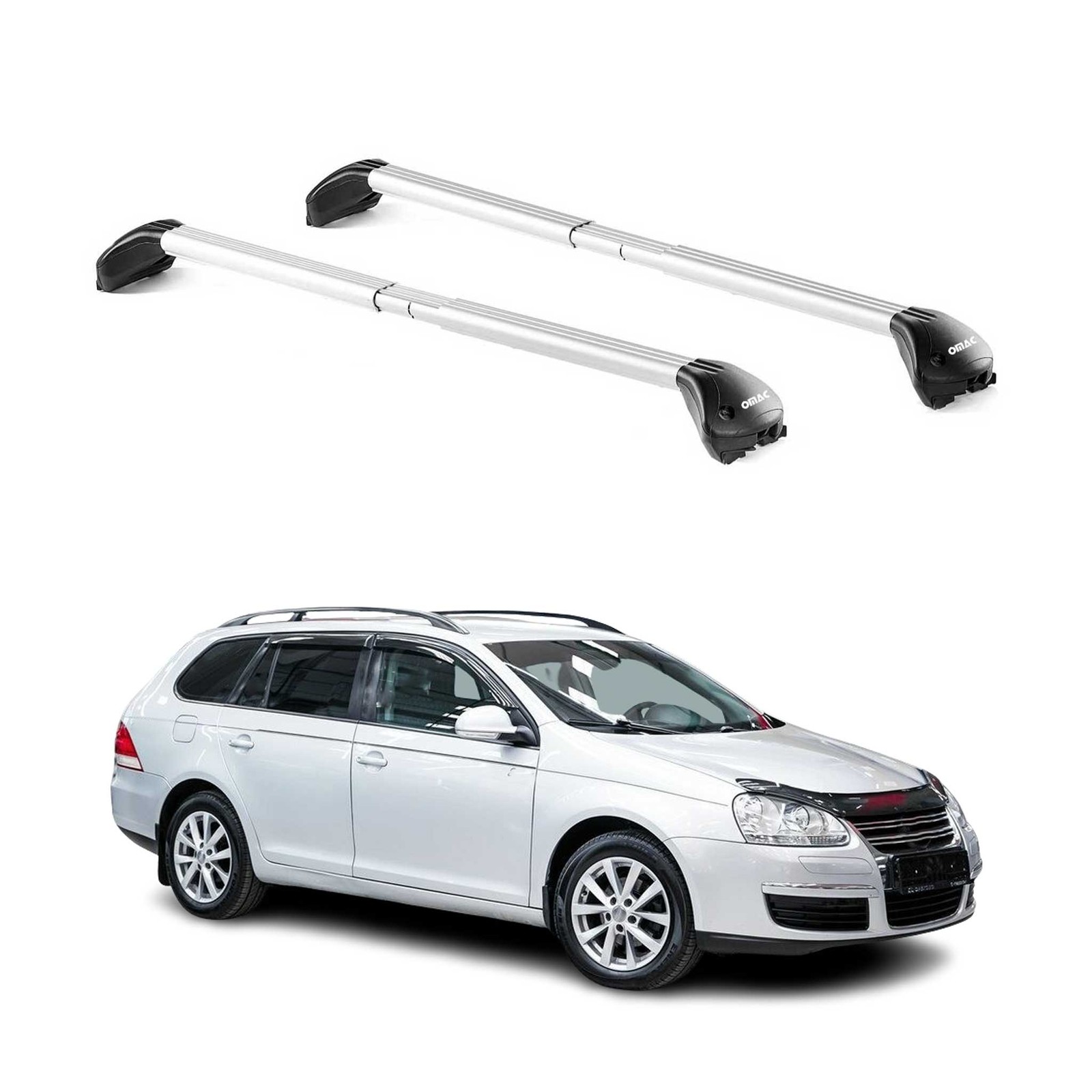 Barres de toit aluminium aérodynamique VW Golf VI VII Wagon Gris