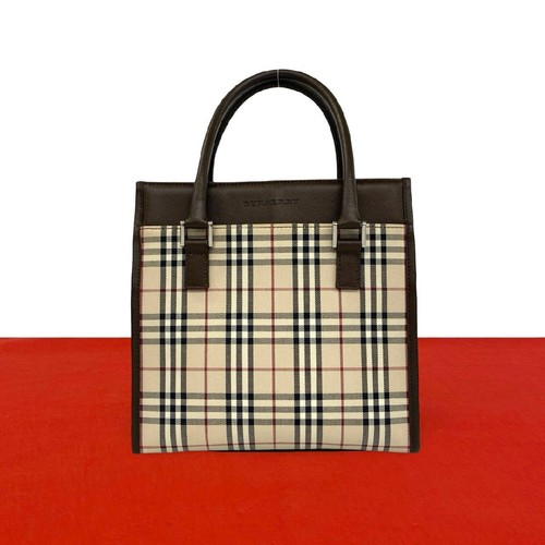Excellent condition BURBERRY Nova Check Pattern Canvas Leather Leather Handbag M
