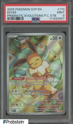 2025 Pokemon SVP EN Prismatic Evolutions Pokemon Center ETB #173 Eevee PSA 9