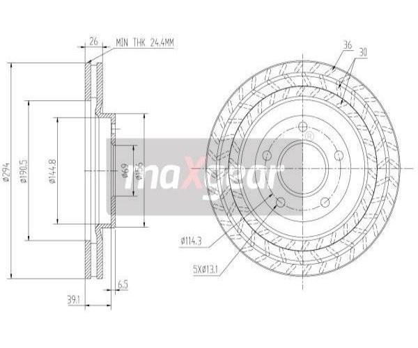 2 St. Bremsscheibe Maxgear 19-2273 Vorderachse FüR Mitsubishi-image