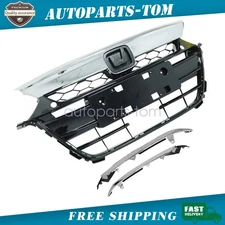 Front Black Bumper Grille W/Headlight Molding For Honda Accord 2018 2019