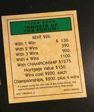 Monopoly Hockey Original 6 Ghosts of the Forum 2001 Title Deed Card Free Ship