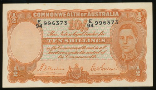 Australia 1939 10 Shillings 10/- Sheehan/ McFarlane Mc20/R12 - Extra Fine (E9499