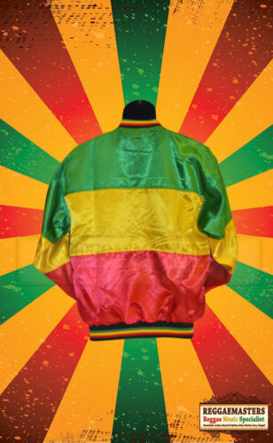 RED GOLD & GREEN RASTA SATIN TYPE JACKET REGGAE ROOTS 100% POLYESTER FULLY LINED - Picture 2 of 2