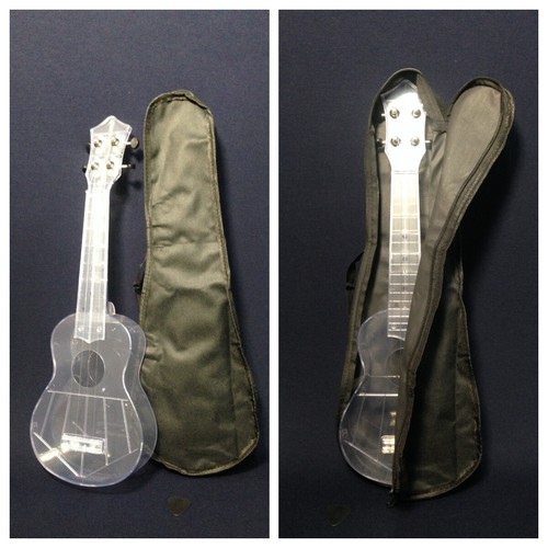 Fuykan UK11 CL See-Thru Clear Soprano Ukulele,All Polycarbonate +Free Bag,1 Pick - Picture 12 of 12