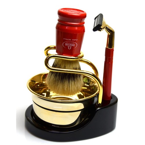SET COMPLETO DA BARBA OMEGA RASOIO G2 PENNELLO SETOLA SHAVING SET - Picture 4 of 5