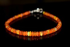 7"Natural Ethiopian Wello Fire Opal Gemstone Fire Beads Bracelet F01465