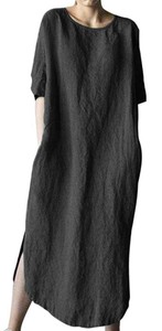 black long linen dress