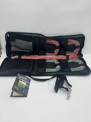Vintage Sealed Coleman Steel Pitching Horseshoes Set Red & Green +Case/Stakes