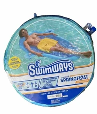 SwimWays Spring Float Original Pool Lounge Chair With Hyper-Flate Valve Blue NEW