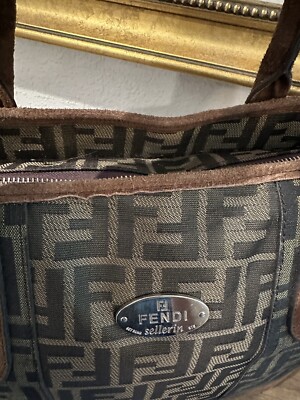 VTG FENDI FF Zucca Selleria Brown Large Tote Shopper Suede