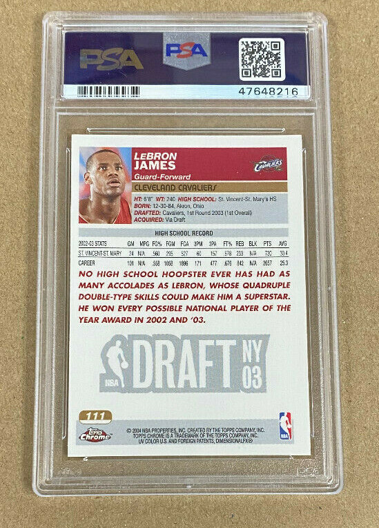 2003 Topps Chrome #111 Lebron James RC PSA 7 Lakers $899.99