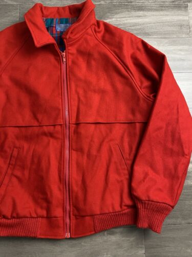 Vintage 70s Pendleton Wool Plaid Lined Cruiser Jacket Bomber Mens Size Xl Red - Picture 4 of 10