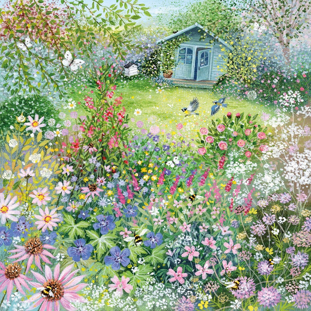 Coast and Country - Garden with Bees & Butterflies Blank Greeting Card with Enve