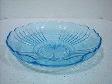 Blue Mayfair Open Rose Depression Glass 11 5/8" Fruit Compote Anchor Hocking