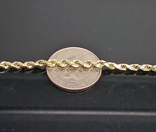 10K Gold Chain 2.5mm Rope inch 16" 18" 20" 22" 24" 26 inch Free Shipping on Sale