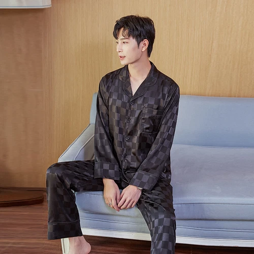 Luxus Herren Seide Satin Pyjama Set Weich Pyjama Langarm Nachtwäsche Loungewear - Bild 55 von 74