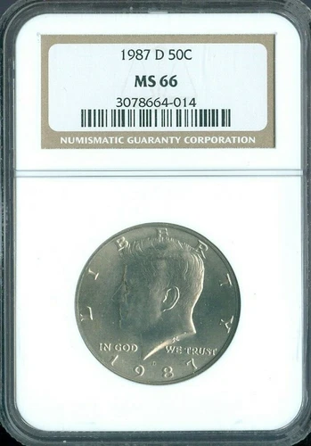 1987-D KENNEDY HALF DOLLAR NGC MS-66 QUALITY✔️