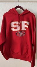 San Francisco 49ers NFL Team Apparel Men's Red Hooded Sweatshirt SZ L