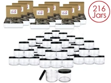216pc 4oz/120g/120ml High Quality Acrylic Leak Proof Container Jars w/White Lids