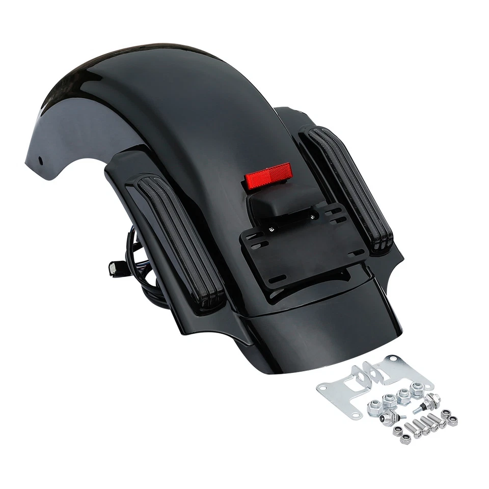 Sistema de guardabarros trasero LED para Harley Touring Street Road Glide 2014-2023 estilo CVO Foto 3 de 4