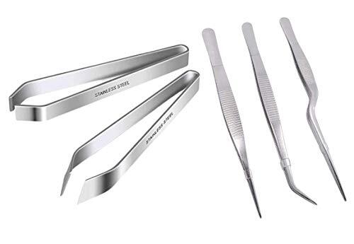 Bdjim Set 5 Pinze Professionali Acciaio Inox - Kit Precisione Cucina e Hobby