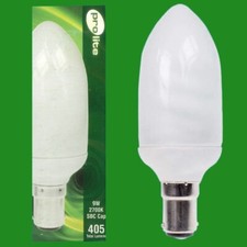 2x 9W Low Energy Power Saving CFL Candle Light Bulbs, SBC, B15 2700K Lamps