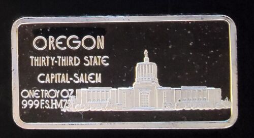 1975 Oregon 33rd State Hamilton Mint Bullion Rare - 999 Silber 1 Oz Unze Kunstbarren - Bild 2 von 2