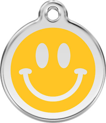 Smiley Face Dog Cat Pet ID Tag Charm Personalized Red Dingo Lifetime Guarantee