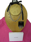 Womens NWOT 2pc Von Maur sexy black ribbon silver chain necklace earring set — photo 1