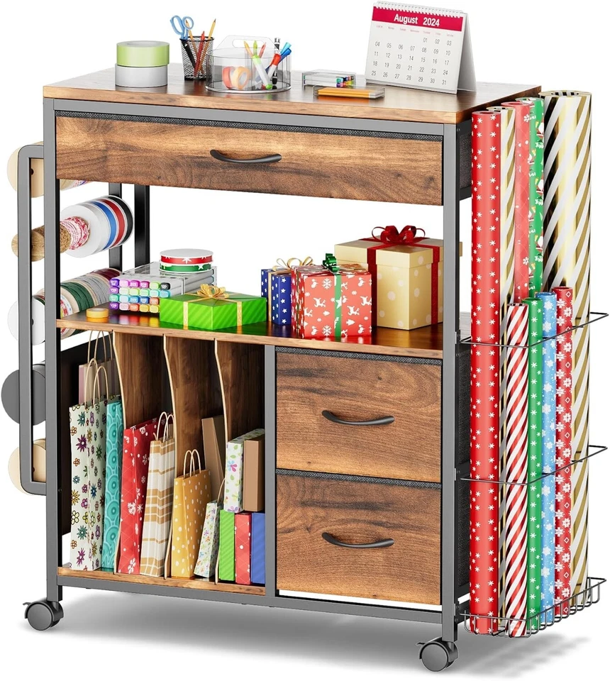 Estación de envoltura de regalo resistente con ruedas silenciosas y diseño que ahorra espacio - 110 libras Foto 3 de 4