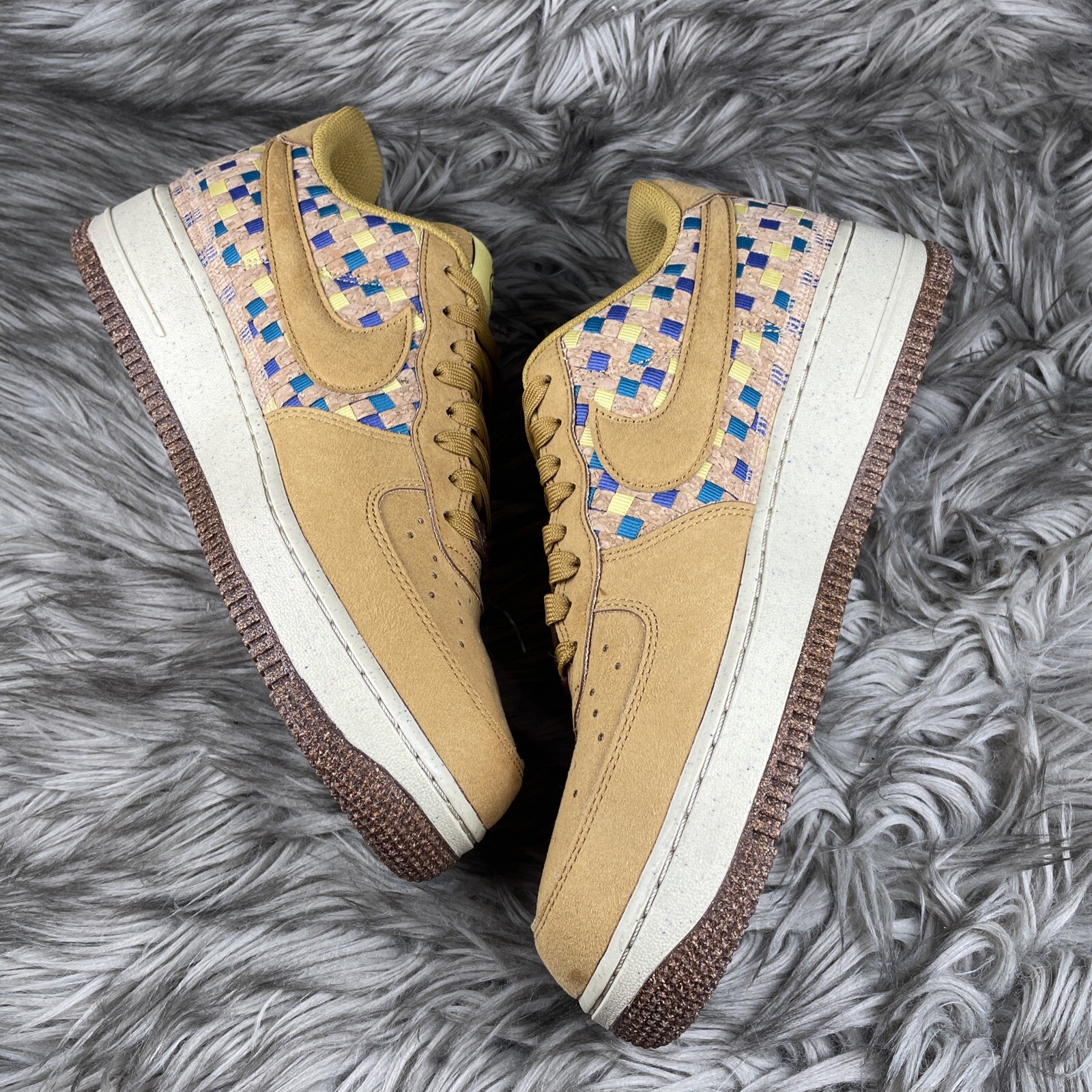 Nike Air Force 1 Low N7 Woven Cork Wheat Blue Gold White Men's Sz 9  DM4956-700 195866953765 | eBay