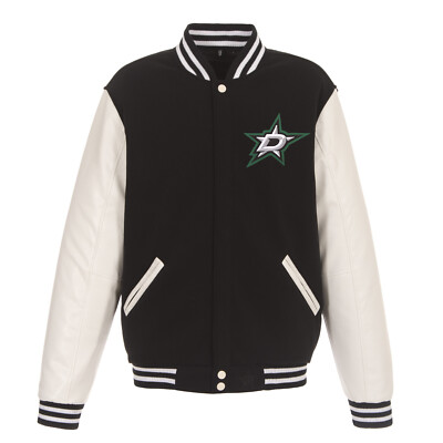 NHL Dallas Stars  Reversible Fleece Jacket PVC Sleeves 2 Front Logos Black