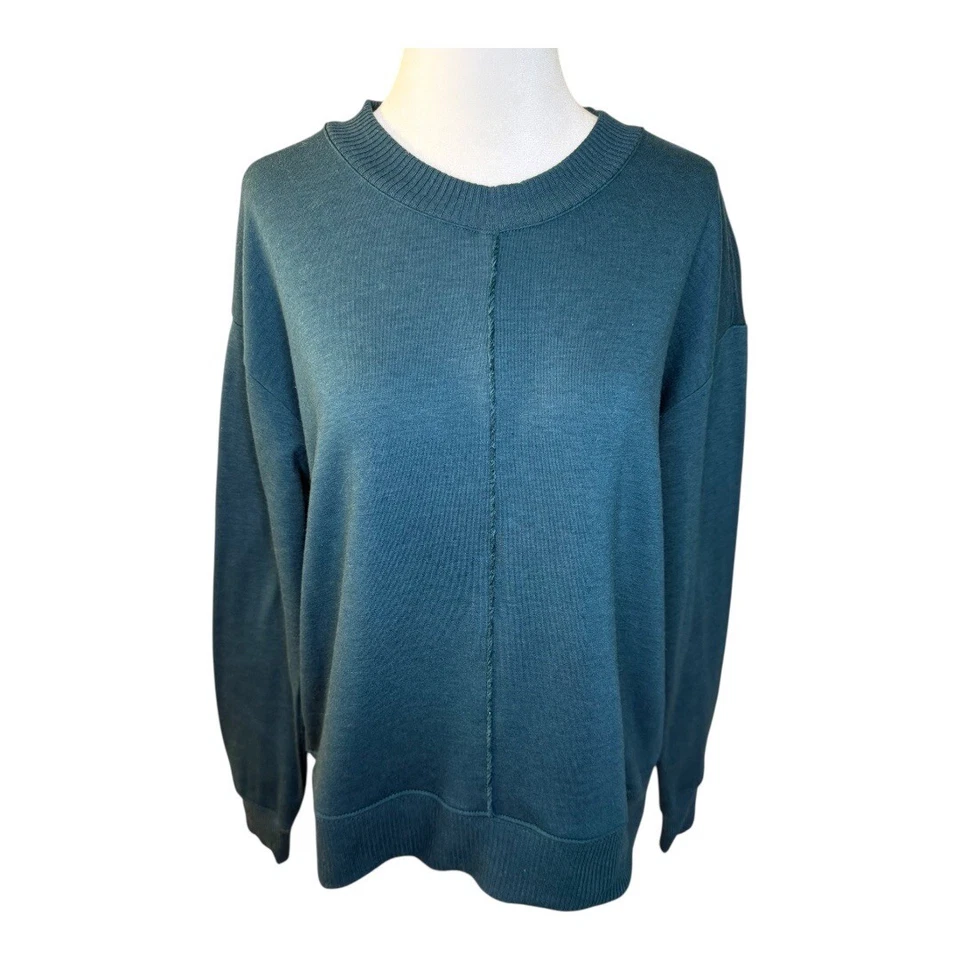 Espléndido Suéter Pullover Azul Teal Manga Larga Informal Top Mediano Foto 2 de 4