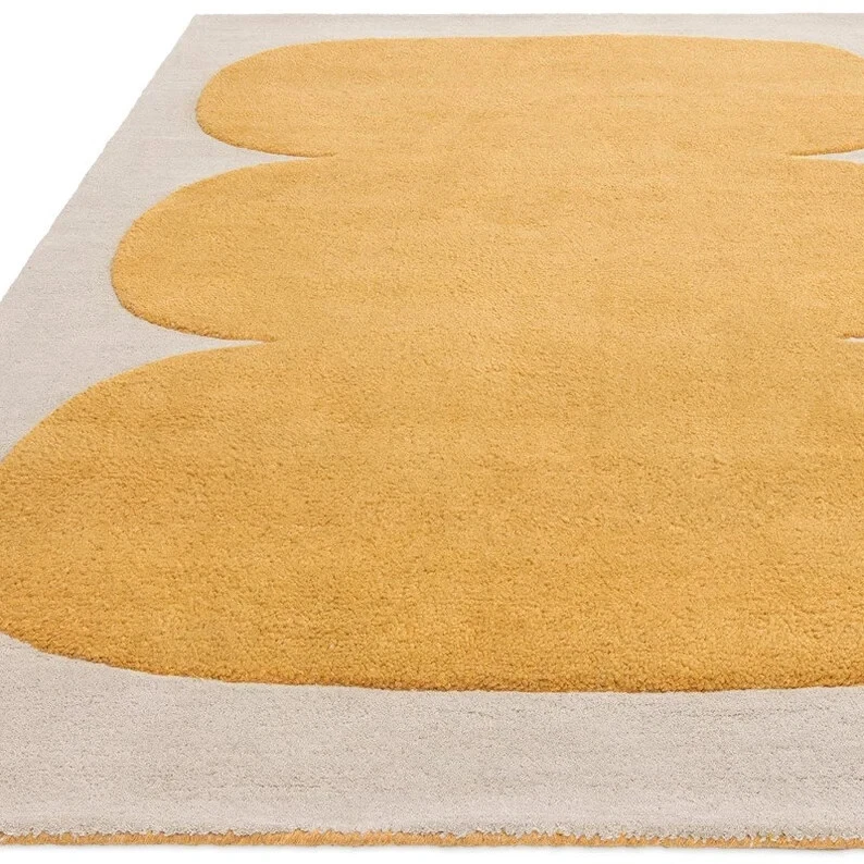 8X8 Yellow Area Rug For Living Room Home Office Study Room Luxury Wool carpet - Image 4 of 4