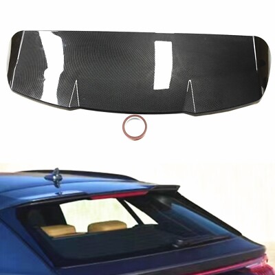 ABS Carbon Look Rear Trunk Spoiler Roof Lip Wing For Audi Q8 SQ8 2019-2023 2024