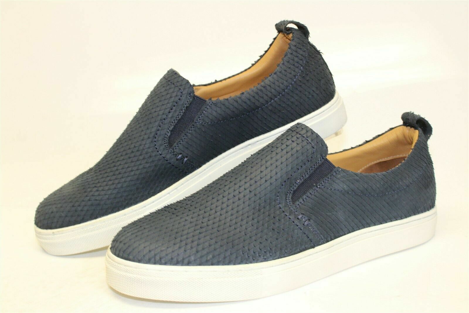 J.Shoes Mens Povey Navy Snake Print Leather Premium Sneakers 9 10 10.5