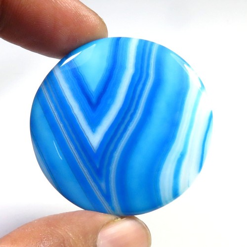 Blue Onyx Round Geode Cabochon 37 mm 95 Cts Natural Agate Onyx Gemstone OD-1047 - Picture 6 of 12