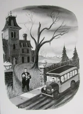 Chas Addams Card Art Print  LURCH BUS 1951 (See Photos & Description)