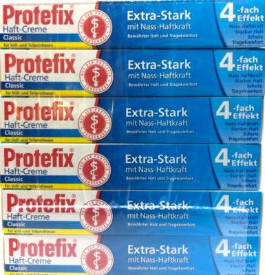 6x 47g Protefix Bonding Cream Third Teeth Extra Strong Wet Adhesive Strength 4X Effect