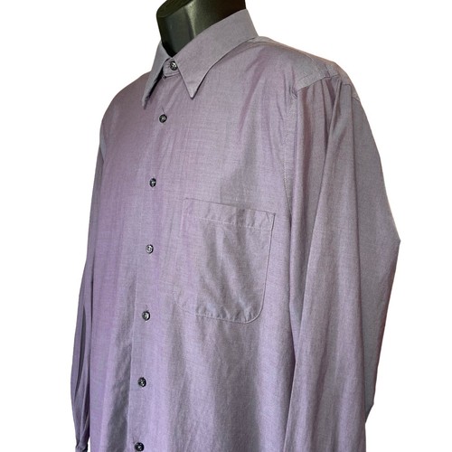 CALVIN KLEIN BUTTON DOWN LILA GLANZ LANGARM HEMD HERREN GRÖSSE 16 34/35 - Bild 2 von 8