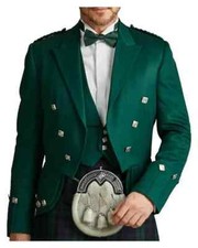 Prince Charlie Green Kilt Jacket Plaid Jackets Highland Custom Piper Jackets