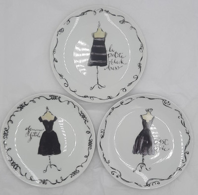 ROSANNA La Petite Black Dress 7'' Lot of 3 Salad Plates 2008