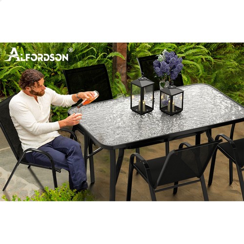 ALFORDSON 5PCS Outdoor Dining Set Table and Chairs Patio Furniture Garden Black - Picture 10 of 11