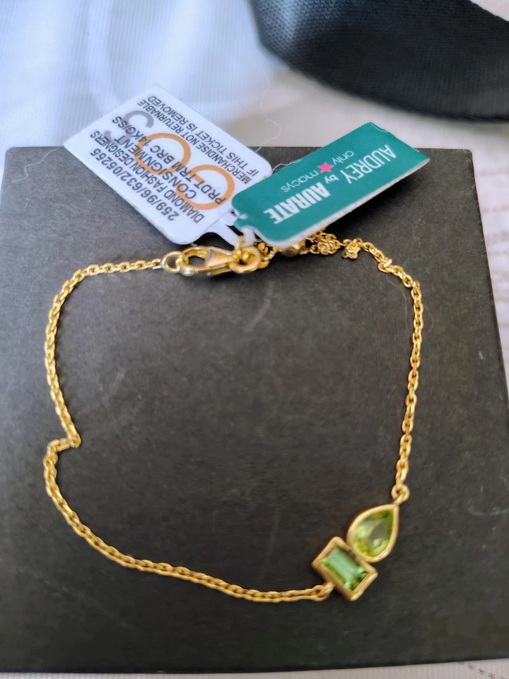 Pulsera Audrey by Aurate Oro 14K Vermeil Peridoto Cadena Ajustable Joyería Foto 2 de 4