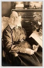 Edwardian Lady in Rocking Chair Postcard Sepia Halftone ca 1910 Unposted